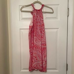 Trina Turk pink multi color halter mini dress